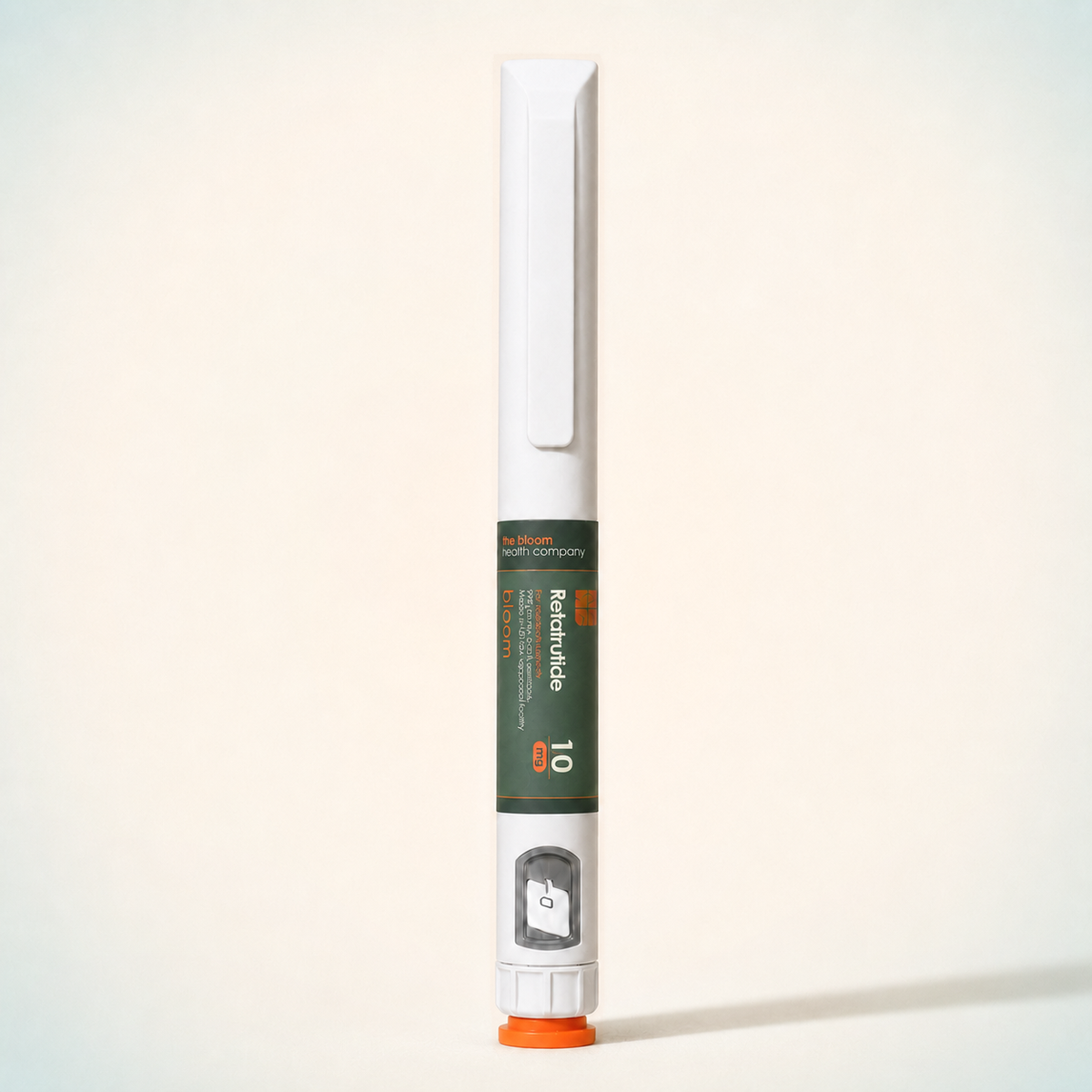 Bloom Retatrutide 10 mg prepared pen with balanced ivory and pale blue-green clearance